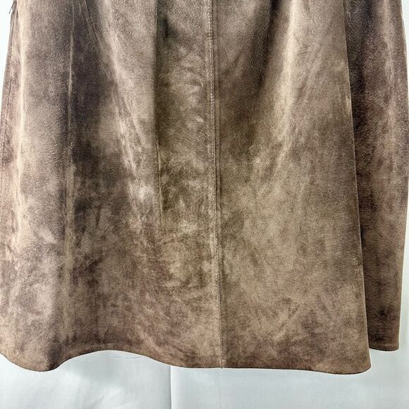 Stan Herman Vintage Brown Suede Leather Midi Skirt Size 12 - Picture 6 of 9